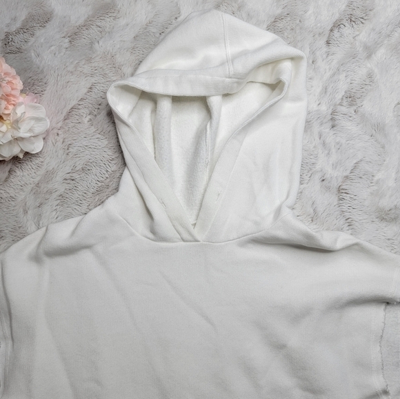 Bellerose Filie Cotton White Fringe Hem Hooded Sweatshirt Size 1 - Picture 4 of 16